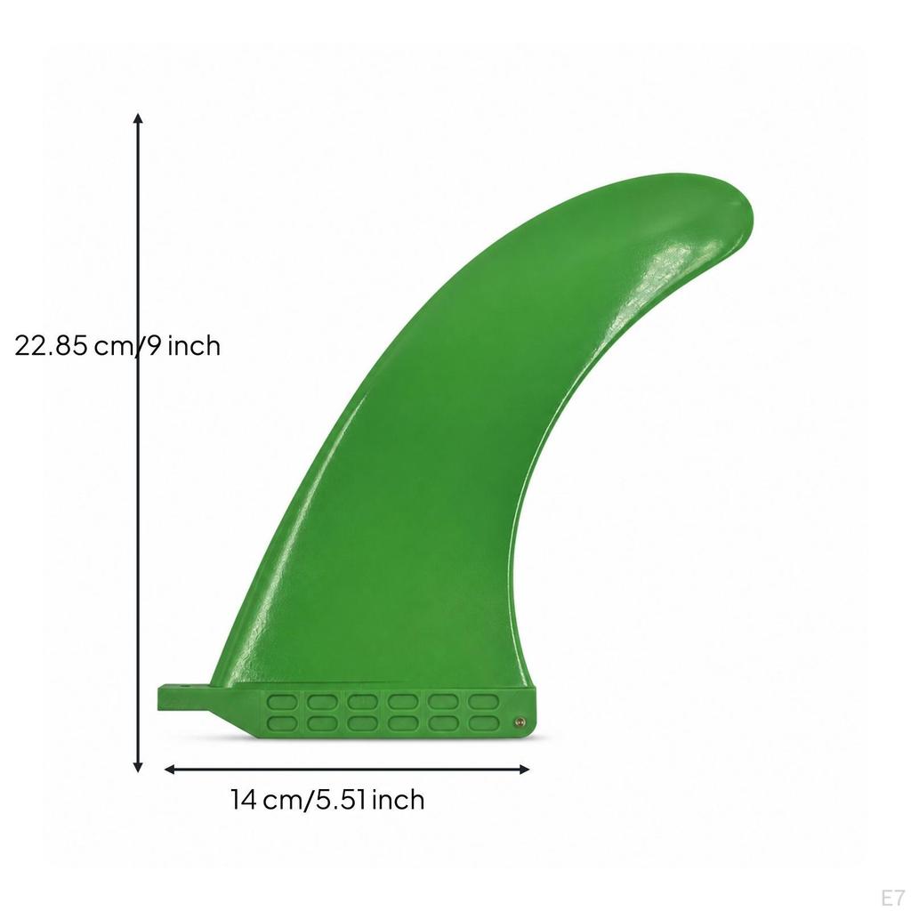 Single Fin 9 Inch with Mounting Base Curved for Longboarders, Surfers, Surfing Black