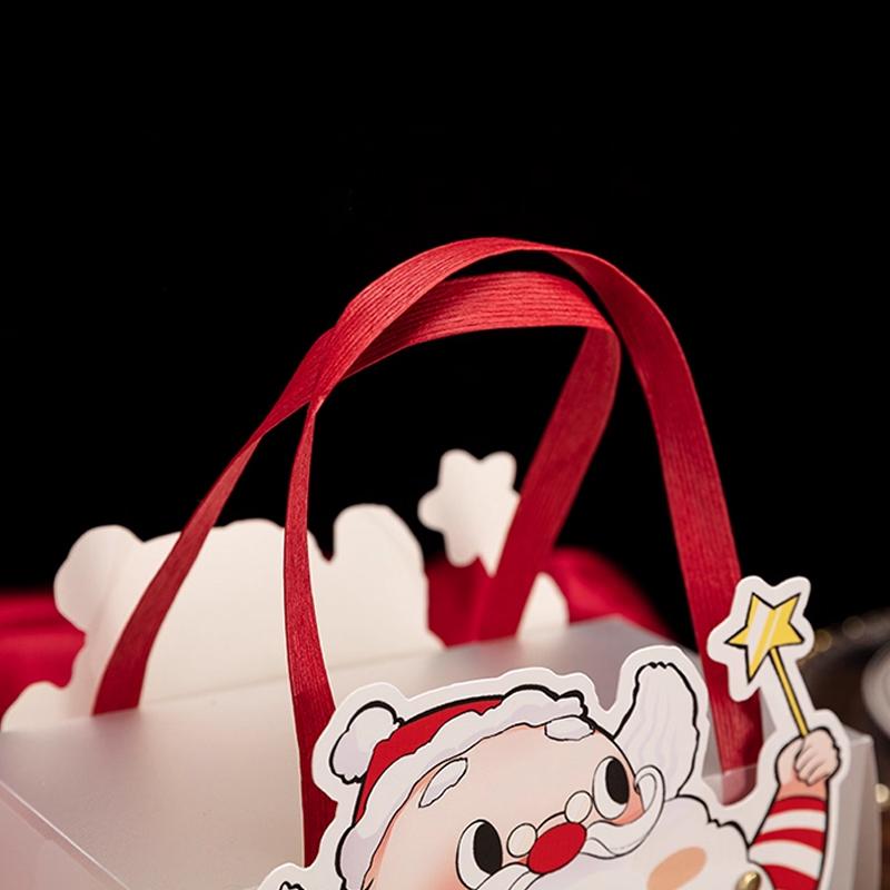 Christmas Eve Apple Candy Gift Bag Tote Gift Box Santa Claus Paper Bag Transparent Packaging Bag