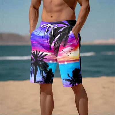 Verano Nuevo Harajuku 3D Impresión Cocoteros Pantalones Cortos de Playa Gráfico Palmera Pantalones Cortos de Baño para Hombre Hawaiano Cool