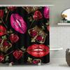 Luxury Crown Lipstick Rose Shower Curtain Bold Print Home Decor For Bathroom Waterproof Fabric With Hooks (Black)