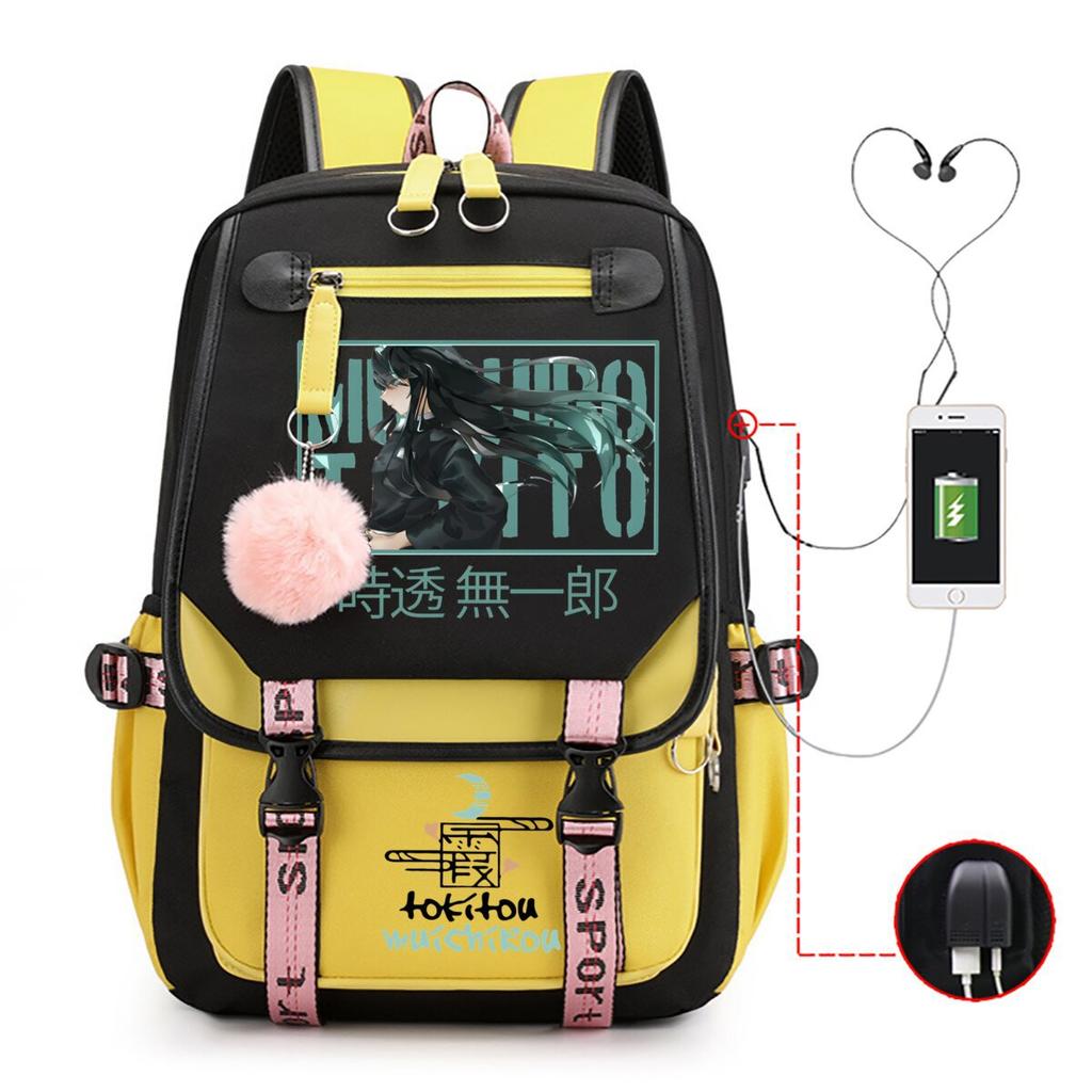 RiMan Peripheral Cartoon Printing Primary and Secondary School Students Backpack Outdoor Travel Backpack Unisex Schoolbag