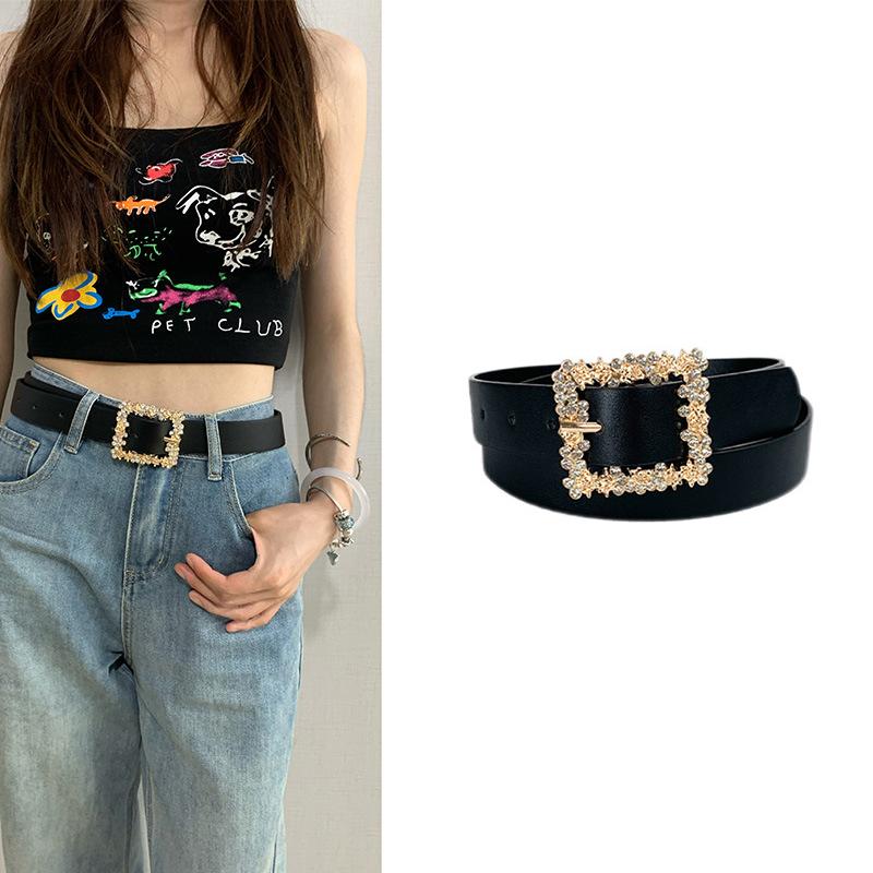 Women'S Belt Vintage Carved Needle Buckle Punk Hip Hop Rock Style Jeans Belt Y2K Belt Pu Leather Belt