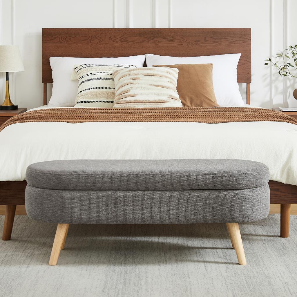 Panca con Spazio Contenitore, Lunga 110 cm, Moderna, con Rivestimento in Ciniglia, Ideale per Cambiarsi le Scarpe, Adatta per Camera da Letto, Corridoio o Soggiorno