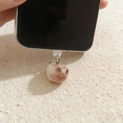 Plug de Poeira para Celular Gato Copo de Café com Alça Anti-Perda, Acessórios de Decoração para Celular, Berloques para Celular, Protetor de Porta de Carregamento