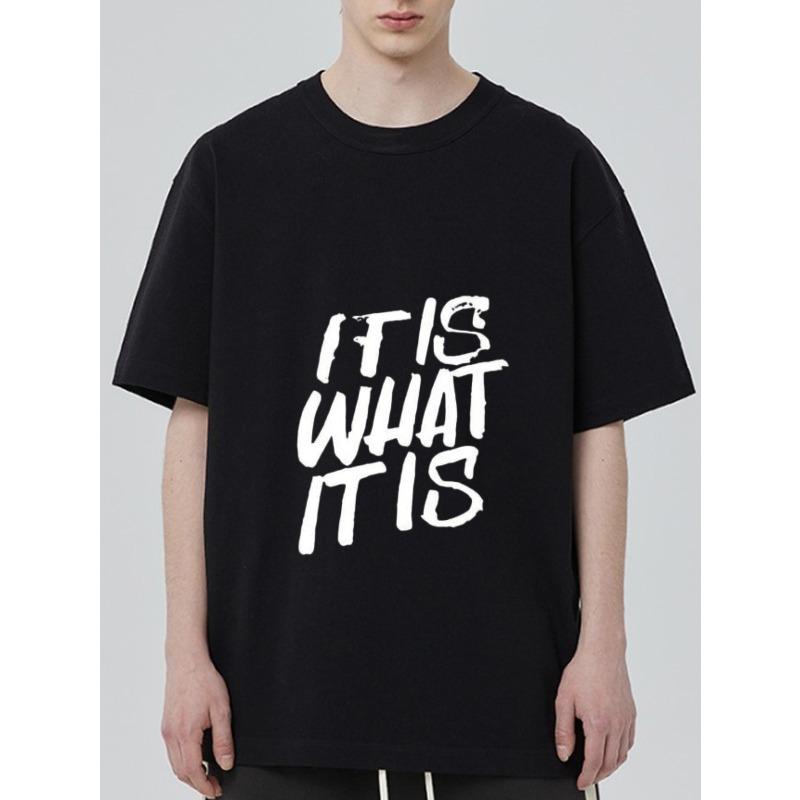 

Black T Shirt with It Is What It Is Print for Casual Wear XXXXL чёрный