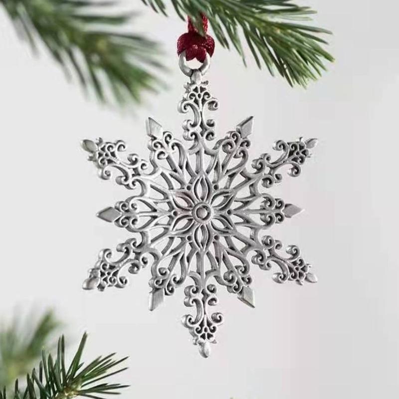 Silver Alloy Christmas Tree Decoration with Hanging Cord for Wreath Window Hook Holiday Tree Hanging Ornament for Home Display