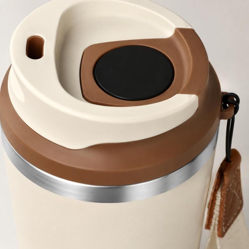 Rechargeable Automatic Stirring Cup with Top-Mounted Temperature Display, Button-Activated Mixing, Removable Base, and 316-Grade Interior