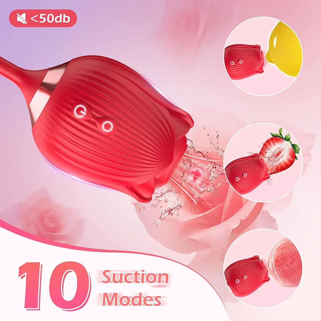 Rose-Sucking Vibrator for Women Clit Sucker Vagina G Spot Thrusting Vibrator Stimulator Female Masturbator Adult Sex Toy