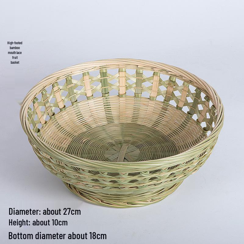 Set di cestini intrecciati in bambù fatti a mano: Setaccio, Contenitore, Piatto da Frutta, Vassoio per Snack, Design Rotondo da Setaccio in Stile Rustico