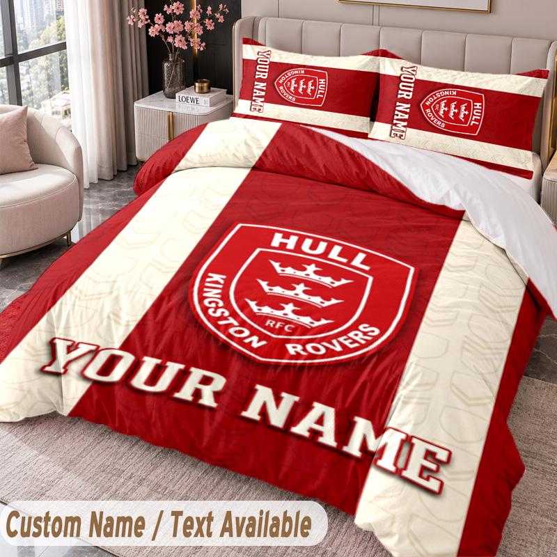 Hull KR Printed Bedding Set Custom Name Text 1 Duvet Cover 2 Pillowcases For Bedroom