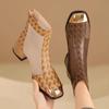 Women's Ankle Boots Autumn New Round Head Mesh Hollow Breathable Metal Head Fashion Low Heel Cool Boots