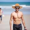 Herren Breiter Rand Stroh-Sonnenhut Khaki Schlapp faltbar Leicht atmungsaktiv Strand Wandern Garten Rennsporttag Mütze Breiter Rand Hut