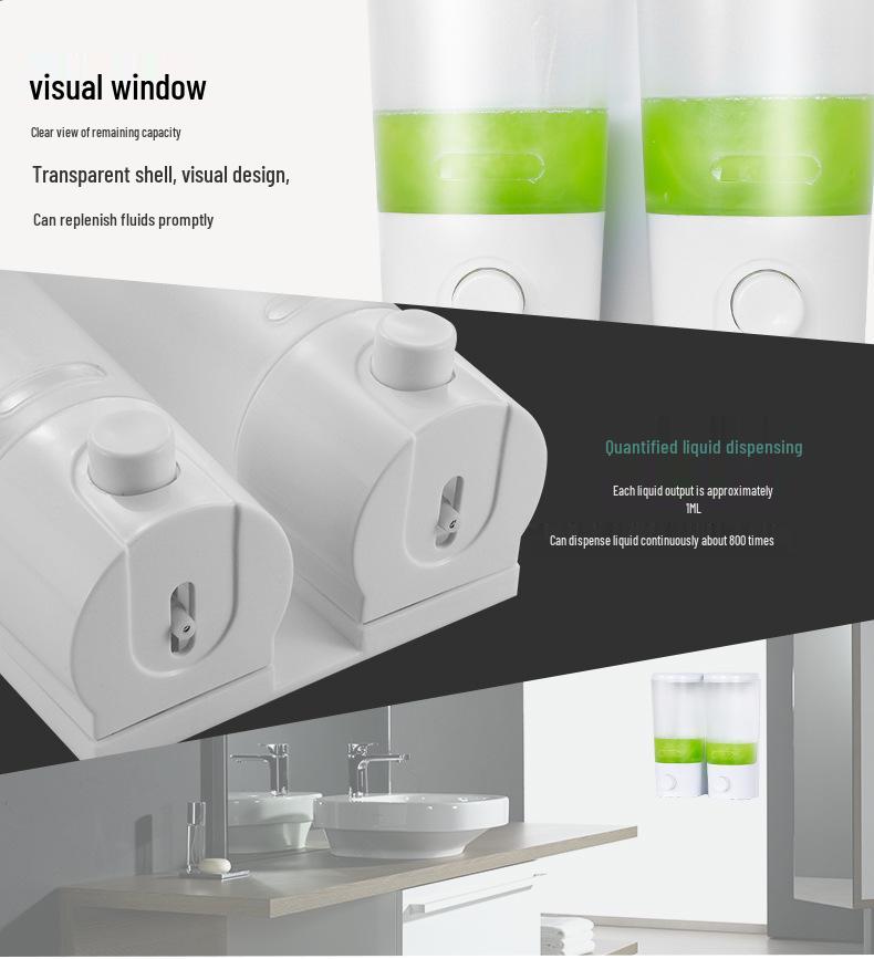 Wall-Mounted Leak-Proof Soap Dispenser for Hotels and Guest Houses - Single Head Shower Gel and Hand Sanitizer Holder