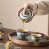 Chinesische Ru-Ofen Keramik Teekanne Teetasse Handgefertigt Blumen Teeschale Schönheit Tee-Sieb Kessel Reise Tragbar Haushalt Teegeschirr