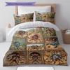 Retro Oil Painting Animals Pattern Bedding,Quilt Set Quilt Cover Pillowcase Home Birthday Gift (1 * Duvet Cover + 2 * Pillowcase, Without Core)