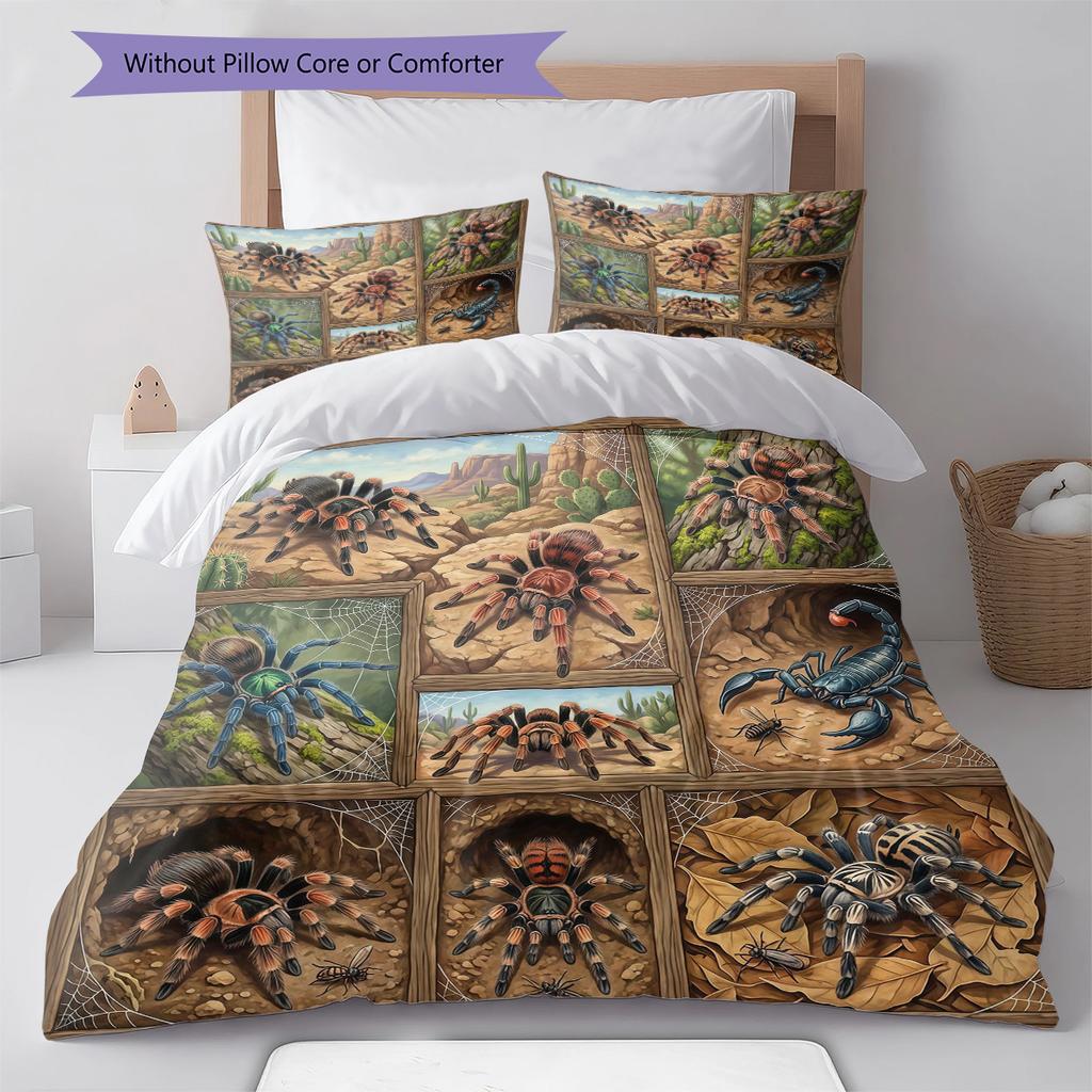 Retro Oil Painting Animals Pattern Bedding,Quilt Set Quilt Cover Pillowcase Home Birthday Gift (1 * Duvet Cover + 2 * Pillowcase, Without Core)