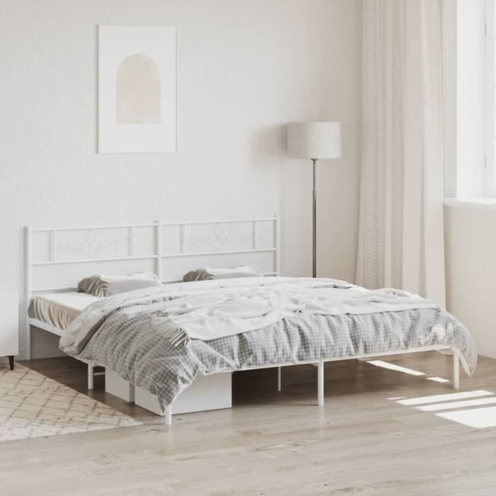 VidaXL Cadre de lit métal avec tête de lit blanc 193x203 cm 355322