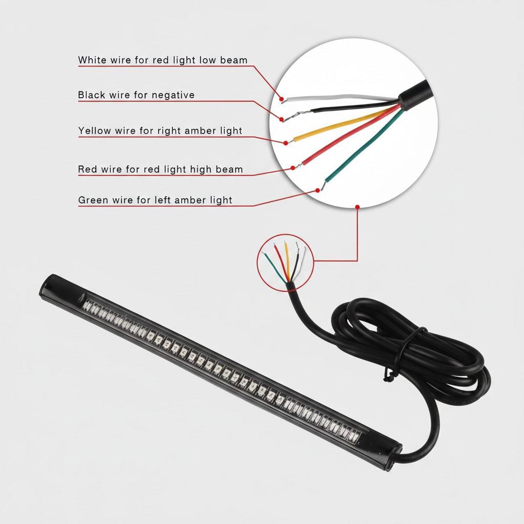 

Waterproof 8 Inch LED Light Strip for Motorcycle Flexible Universal 32 LED Tail Brake Turn Signal Lights чёрный