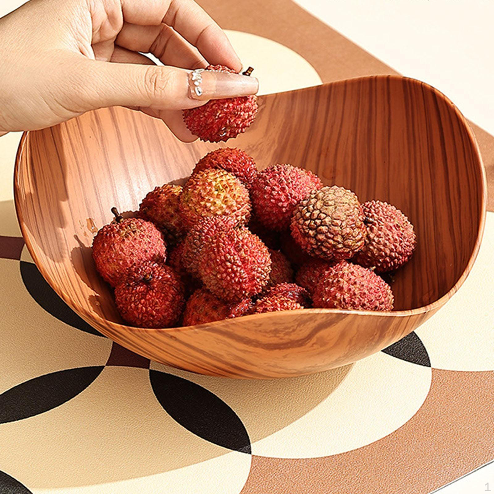 

Chic Serving Dish, , Modern Fruit Basket, Tabletop Tray, Presentation Bowl with Wood-Look Finish, Light Brown
