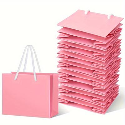 20pcs Mini Gift Bags with Handles - Perfect for Weddings, Showers, Birthdays & Jewelry Storage - Pink Kraft Paper (4X5X2 Inches) Small Gift Bags