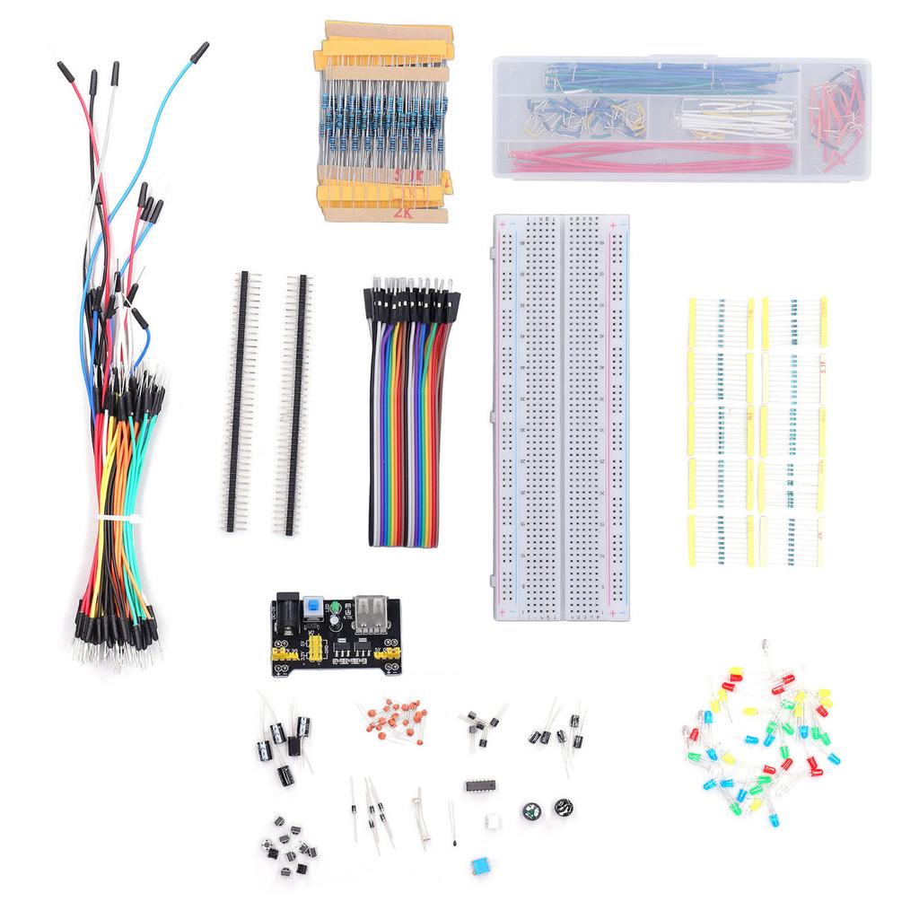 Electronic Starter Kit Solderless Jumper Wires Resistor Assortment Capacitors LED Set for STM32