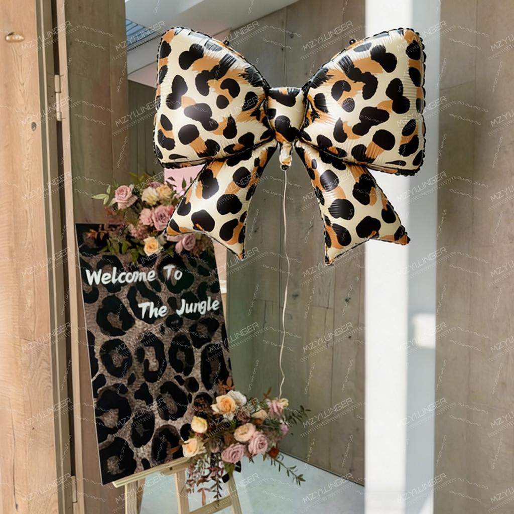 1/2pcs Matte Leopard Print Bow Balloons,for Bow decorations,birthdays,Valentine's Day,wild-themed Parties,and Girls' Nights