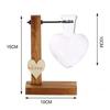 Heart Glass Vase and Bracket Transparent Heart Shaped Glass Hydroponic Vase with Stand for Living Room