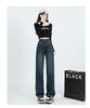 American Style High-Waist Loose Velvet Denim Pants for Women - Thickened, Floor-Length, Pear-Shaped, Fashionable Wide-Leg Design
