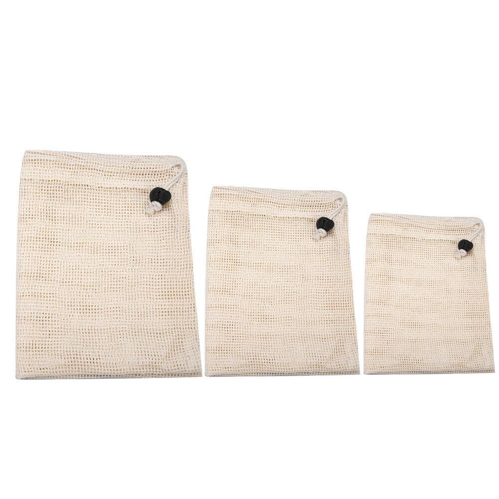 

Многоразовые хлопковые сетчатые сумки для домашней кухни, сумка для хранения фруктов и овощей с шнурком 30x40cm