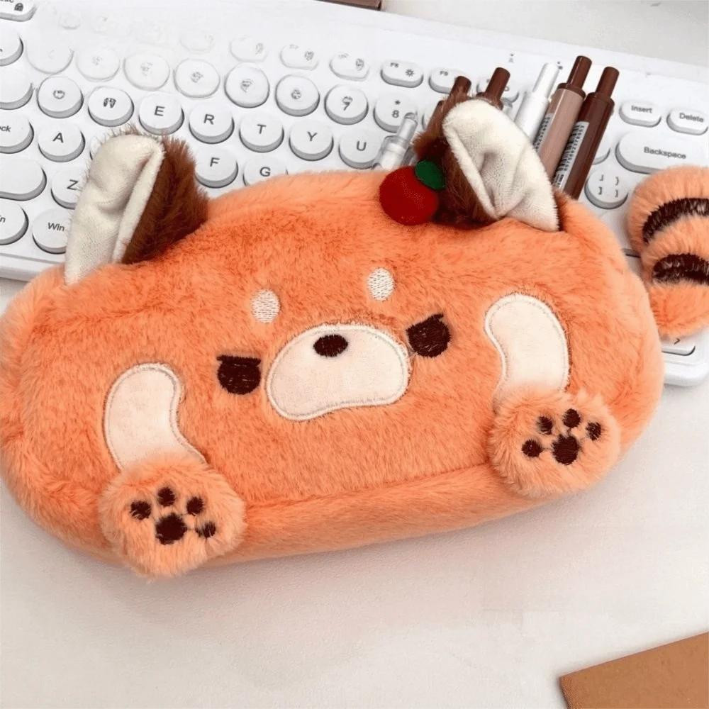 Cute Large Capacity Raccoon Pen Bag Portable Cartoon Pencil Case Pen Pouch School Supplies