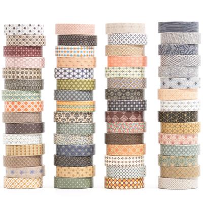 YUBX Masking Basic Pattern Washi Tape Retro Geometric Thin DIY Gift and Gift Decoration Tape, 60-Piece Set, Collection, Elegance, Strips, Crafts,