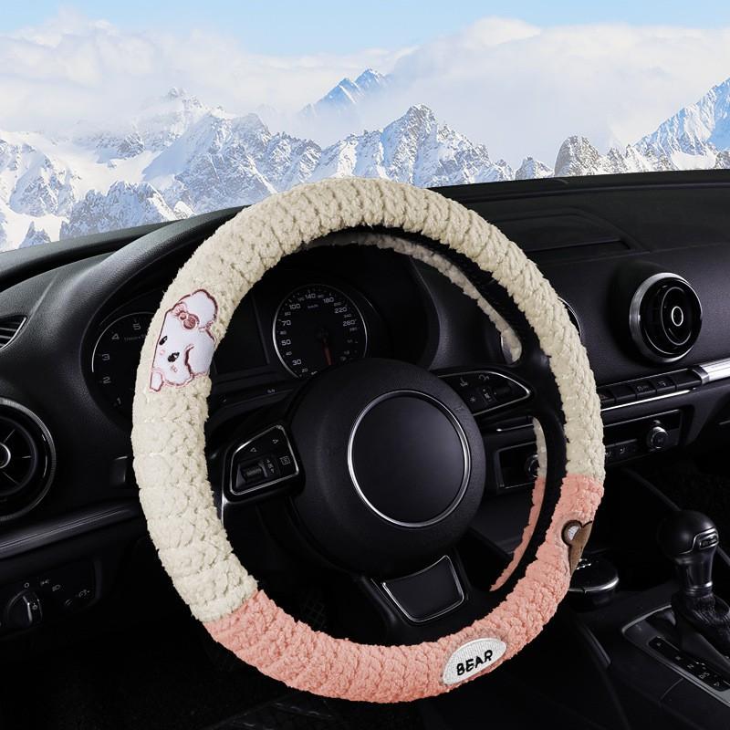 Winter Fleece Steering Wheel Cover Universal Fit O Shape D Short Plush Warm Anti Slip Car Accessory Men Women