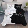 Love Pattern Duvet Cover 3D Printed Bedding Set, Couple Male Female Quilt Cover with Zipper Closure and Pillowcase for Adults