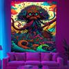 UV Blacklight Skeleton Tapestry Wall Hanging Psychedelic Ghost Glow Bedroom Dorm Home Decor Polyester Fabric