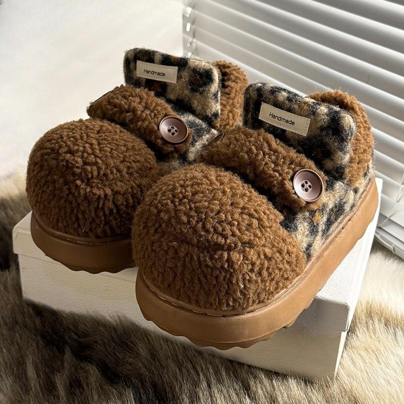 

Новые женские зимние сапоги с толстой подошвой, увеличивающие рост, с флисовой подкладкой для тепла, универсальные хлопковые туфли 40-41 леопардовый