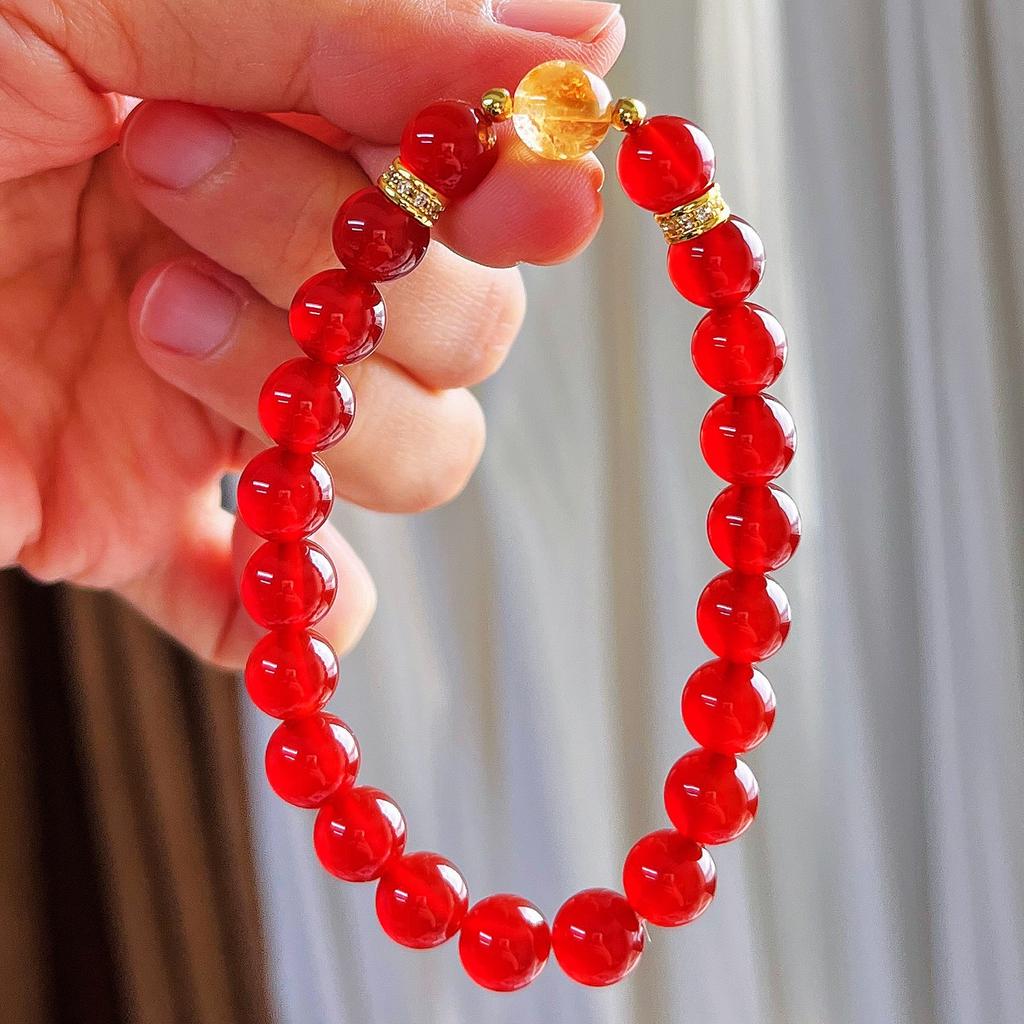Vintage High Quality 7A Pigeon Blood Chalcedony Bracelet Bracelet Female