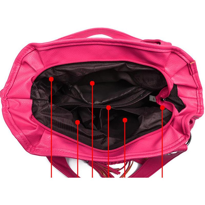 Yogodlns Women PU Leather Tassel Handbags Shoulder Bag Big Tote Purse New Fashion Messenger Bags