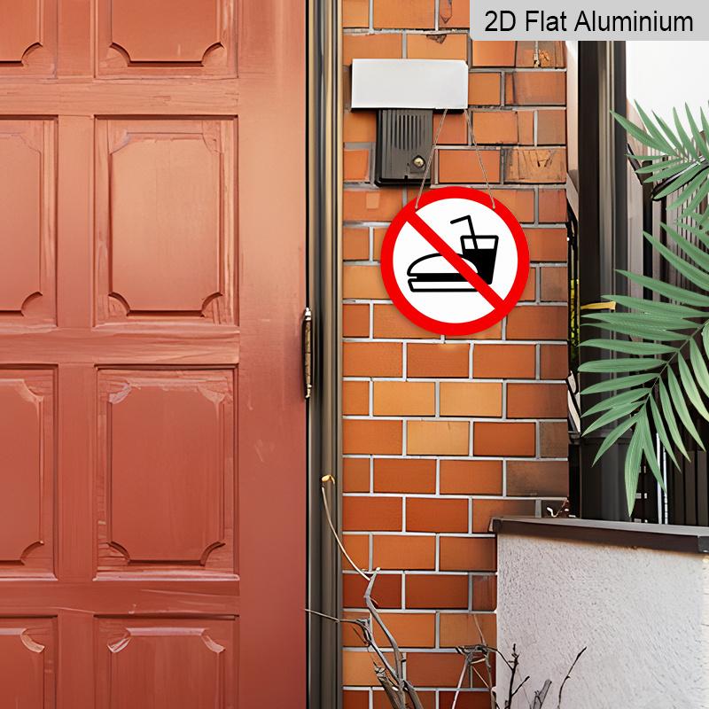 2D Flat 1pc, 8x8 In, Round Aluminum Metal Sign, No Food and Drink Sign Theme Decoration, Suitable for Door Decoration, Wall Decoration, Home, Room