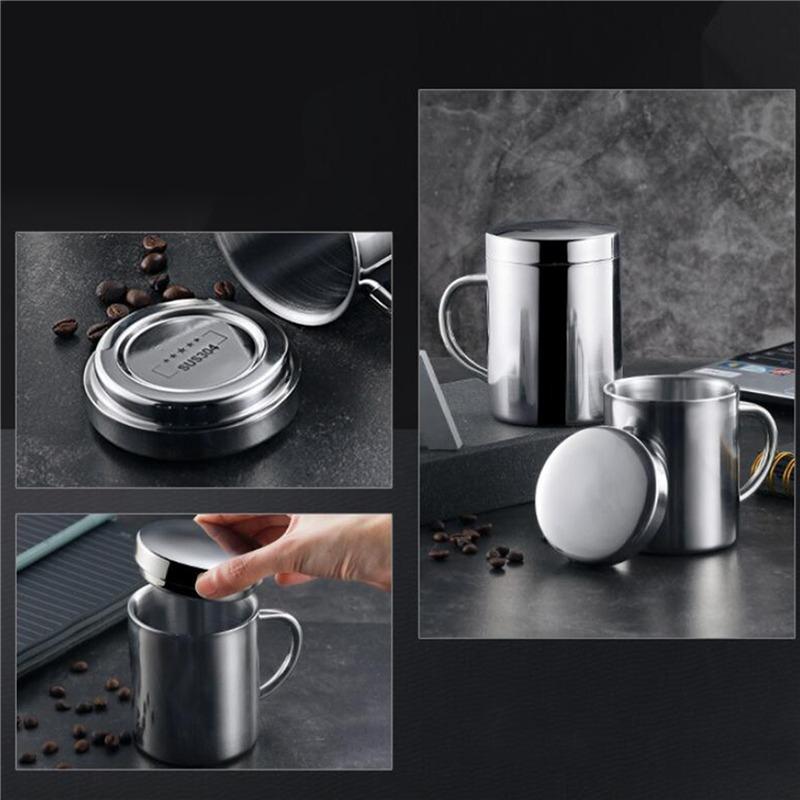 Stainless Steel Mug Cup Double Layer Anti-scalding Thermos Cup With Lip Coffee Tea Milk Beer Water Bottle Office Home Use 2025