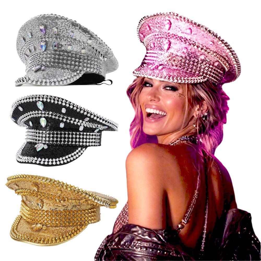 Gold Captain Cap Boost Party Vibe Air Force Hat Pilot Captain Hat Halloween Christmas