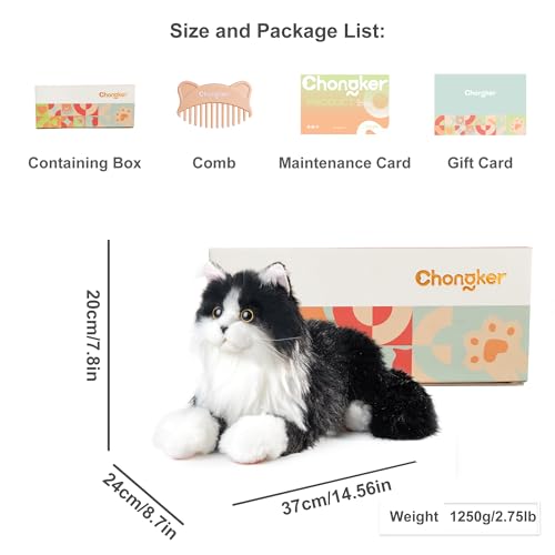 Chongker Realistic Cat Plush Toy, Handmade, Soft to the Touch, Cute and Soothing, Perfect as a Birthday or Anniversary Gift for Cat Lovers, Moms, Chil