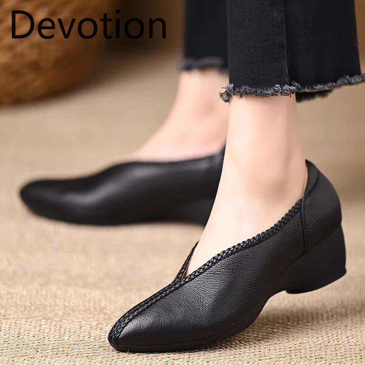 Soft Leather Low-cut Single Shoes - New Pointed Toe Flat Bottom Comfortable Soft Sole Women's Shoes Devotion