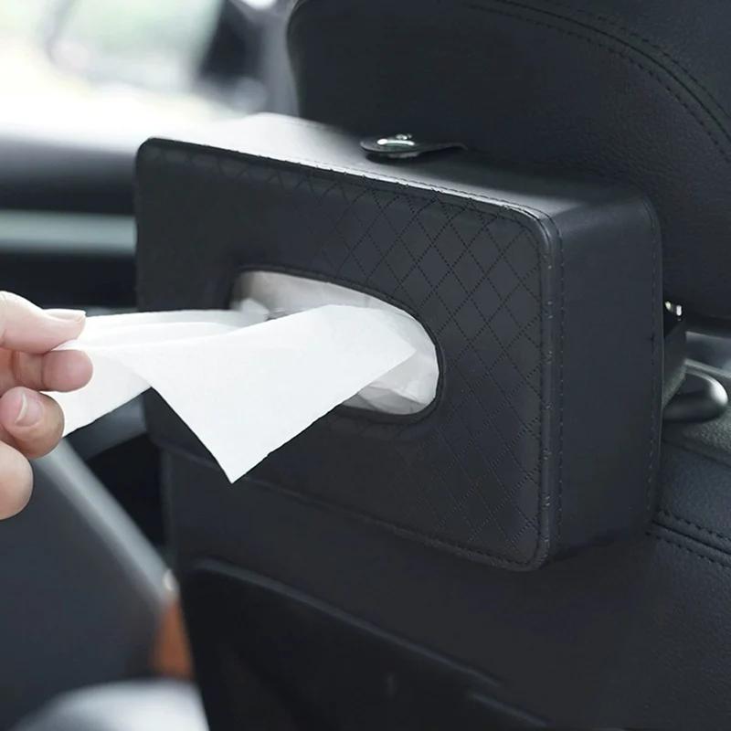 Creative car leather napkin holder box general leather tissue box chair back hanging tissue box car department store