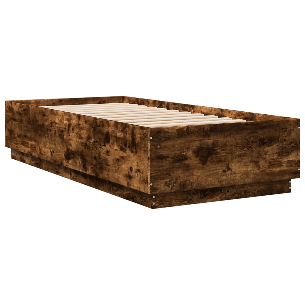 Vidaxl Rama Łóżka Z Led, Przydymiony Dąb, 90X200 Cm