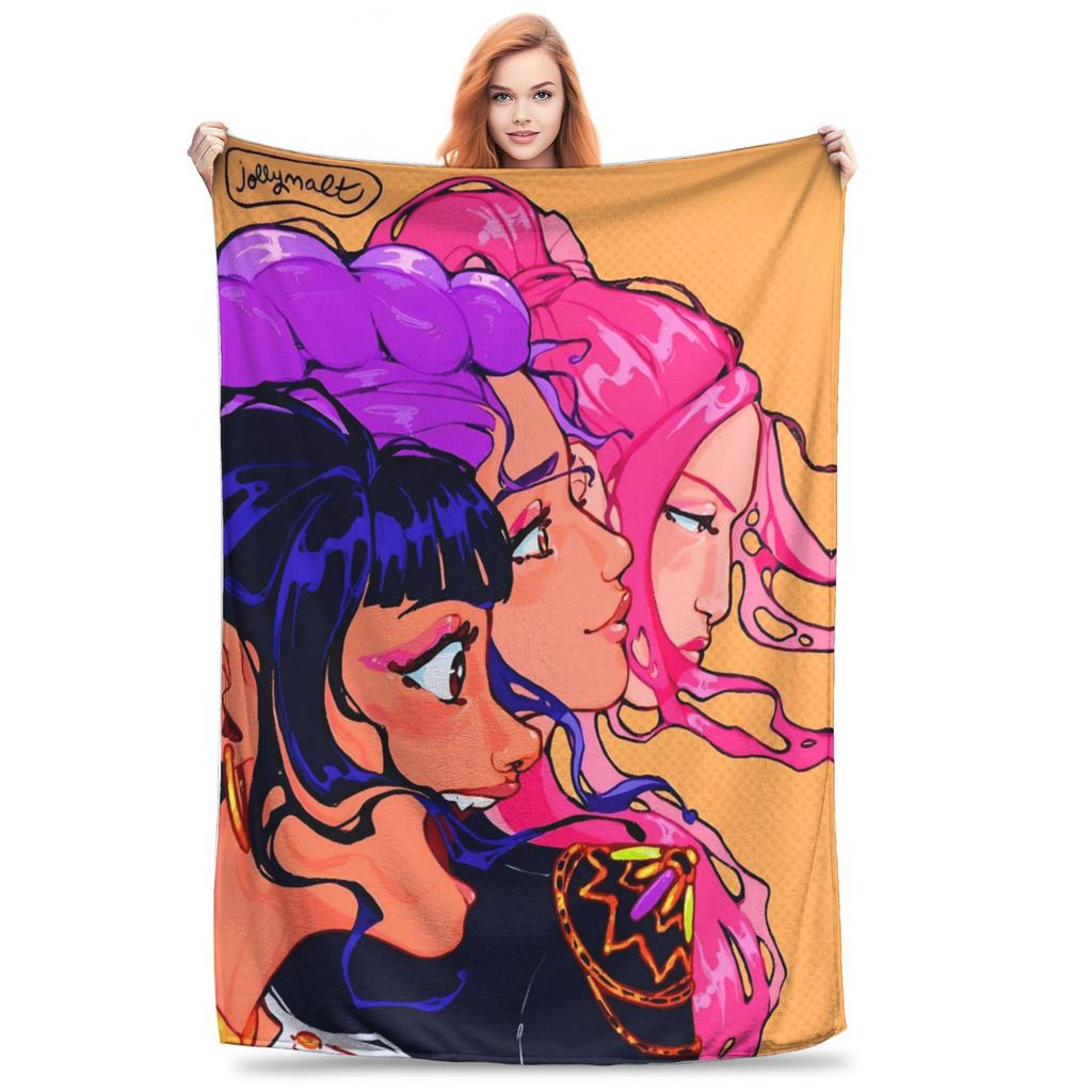 Huntrix KPop Demon Hunters Mira Zoey Rumi Blanket Picnic Flannel Throw Blanket For Outdoor Soft Design Quality Bedspread Gift