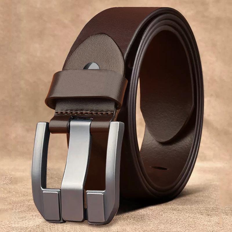 Retro Men's Leather Jeans Belt with Flip Pin Buckle - Fashion Casual Style