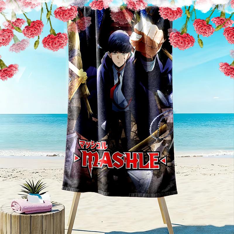 Mashle 2D Flat Print Beach Towel, Large Soft Quick Dry Towel for Beach Camping SwimmingDSTJ0925428