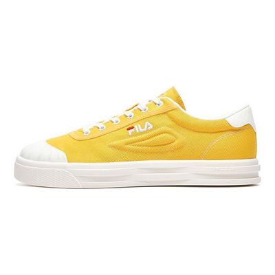 Luke Confortáveis Versáteis Sapatos de Lona de Cano Baixo de Couro Sintético Homens Tênis Amarelo Branco F12M226308FFS