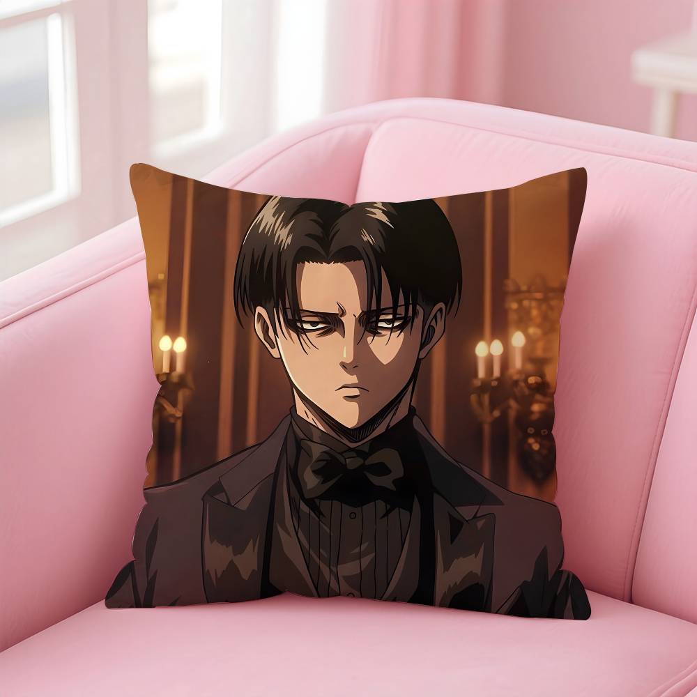 1pc Levi Ackerman Attack On Titan Pillow Case Anti-dustmite Pillowcase Invisible zipper silky short plush Sofa cushion cover