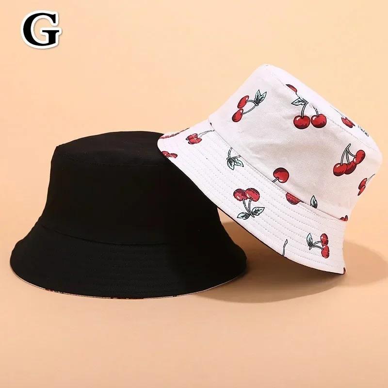 Fashion Summer Double-sided Wear Pineapple Fisherman Hat Unisex Fruit Print Fisherman Cap Leisure Packable Reversible Sun Hats